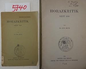 Seller image for Horazkritik seit 1880 * W i d m u n g s e x e m p l a r for sale by Galerie fr gegenstndliche Kunst
