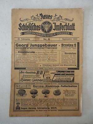 Seller image for Neues Schlesisches Imkerblatt * 38.Jahrgang 1939, Heft Nr. 6 September 1939 for sale by Galerie fr gegenstndliche Kunst