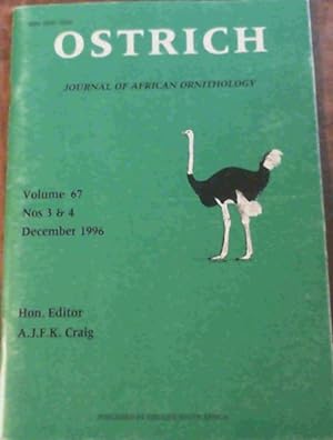 Imagen del vendedor de Ostrich : Journal of African Ornithology Volume 67, Nos 3 &amp; 4, December 1996 a la venta por Chapter 1