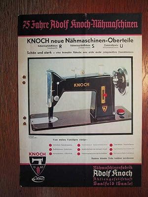 Saalfeld - Knoch - Nähmaschine - Neue Nähmaschinen-Oberteile - Modell R, S und U - Original Prosp...