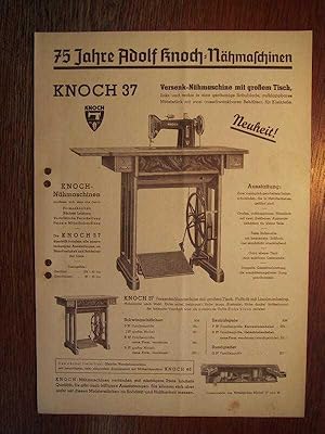 Saalfeld - Knoch - Versenk-Nähmaschine mit großem Tisch - Modell Knoch 37 + 38 - Original Prospek...