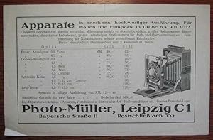 Müller Photographische Apparate in anerkannt hochwertiger Ausführung, Für Platten und Filmpack in...