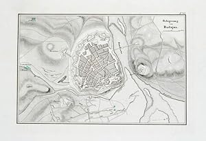 Bild des Verkufers fr Teilkolorierter Kupferstich-Plan. Belagerung von Badajoz. zum Verkauf von Antiquariat Thomas Rezek