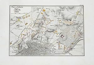 Imagen del vendedor de Kolorierter Kupferstich-Plan. Plan zur Schlacht bei Paris den 30 Mrz 1814. a la venta por Antiquariat Thomas Rezek