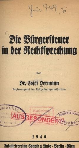 Imagen del vendedor de Die Brgersteuer in der Rechtsprechung. a la venta por Antiquariat Bookfarm