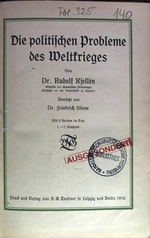 Bild des Verkufers fr Die politischen Probleme des Weltkrieges. zum Verkauf von Antiquariat Bookfarm