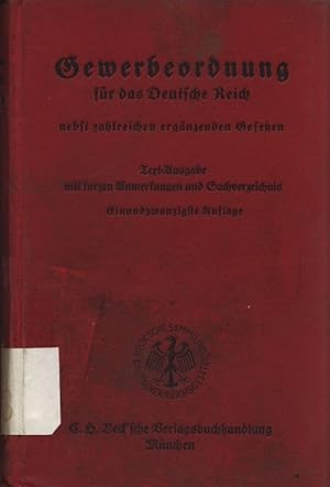 Bild des Verkufers fr Gewerbeordnung fr das Deutsche Reich. zum Verkauf von Antiquariat Bookfarm