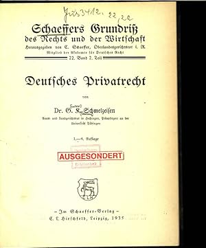 Seller image for Deutsches Privatrecht. Schaeffers Grundri, 22. Band, 2. Teil. for sale by Antiquariat Bookfarm
