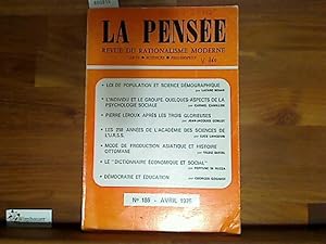 Image du vendeur pour La Pense. Revue du Rationalisme Moderne. N 186, Avril 1976 mis en vente par Antiquariat im Kaiserviertel | Wimbauer Buchversand