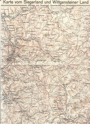 Imagen del vendedor de Karte vom Siegerland und Wittgensteiner Land BLATT E (Beilage zum Kneebusch Sauerlandfhrer) - 1:100000 - Mit Hauptwanderstrecken und Bezirkswanderwegen. a la venta por GAENSAN Versandantiquariat