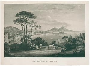 Bild des Verkufers fr Neapel. Blick ber die Bucht von Neapel auf den Vesuv. zum Verkauf von Galerie Joseph Fach GmbH