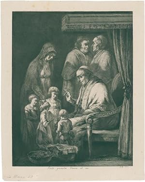 Le pape Pie VII bénissant des enfants pendant son séjour à Lyon. Papst Pius VII. segnet die Kinde...