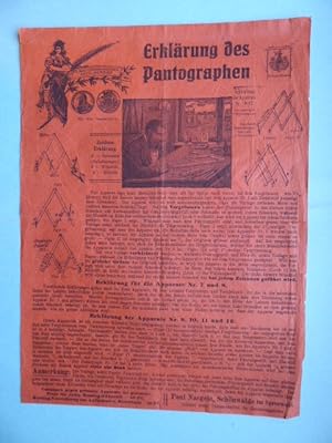 Bild des Verkufers fr Erklrung des Pantographen (Zeichenapparat). zum Verkauf von Antiquariat Heinzelmnnchen