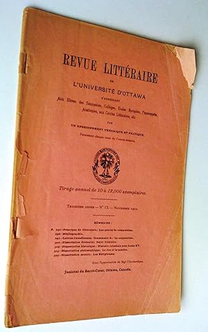 Revue littéraire de l'Université d'Ottawa s'adressant aux élèves des séminaires, collèges, écoles...