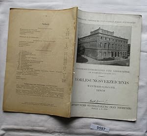 Vereinigte Friedrichs-Universität Halle-Wittenberg - Vorlesungsverzeichnis Winterhalbjahr 1929/30