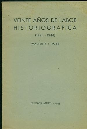 Immagine del venditore per VEINTE AOS DE LABOR HISTORIOGRAFICA (1924 - 1944) venduto da Valentin Peremiansky