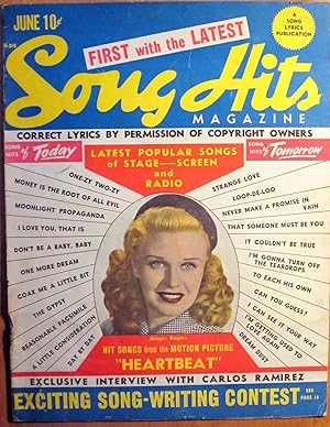 Song Hits Magazine. Vol. 10 No. 1. June 1946. Ginger Rogers Cover.