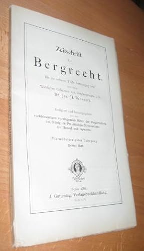 Bild des Verkufers fr Zeitschrift fr Bergrecht - vierundvierzigster Jahrgang - drittes Heft - 1903 zum Verkauf von Dipl.-Inform. Gerd Suelmann