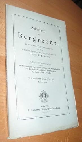 Bild des Verkufers fr Zeitschrift fr Bergrecht - vierundfnfzigster Jahrgang - drittes Heft - 1913 zum Verkauf von Dipl.-Inform. Gerd Suelmann