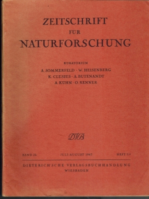 Seller image for Zeitschrift fr Naturforschung; Band 2b Heft 7/8; anorganische, organische und biologische Chemie, Botanik, Zoologie und verwandte Gebiete for sale by Elops e.V. Offene Hnde