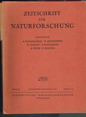 Seller image for Zeitschrift fr Naturforschung; Band 2b Heft 11/12; anorganische, organische und biologische Chemie, Botanik, Zoologie und verwandte Gebiete for sale by Elops e.V. Offene Hnde