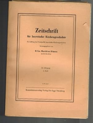 Seller image for Zeitschrift fr bayerische Kirchengeschichte. 22. Jahrgang; 2. Heft for sale by Elops e.V. Offene Hnde