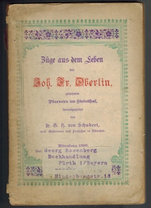 Imagen del vendedor de Zge aus dem Leben des Johann Friedr. Oberlin, gewesenen Pfarrers im Steinthal. a la venta por Elops e.V. Offene Hnde