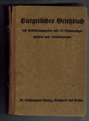 Bild des Verkufers fr Brgerliches Gesetzbuch mit Einfhrungsgesetz und einem Anhang, enthaltend weitere 34 Gesetze und Verordnungen ergnzenden Inhalts; Textausgabe mit kurzen Anmerkungen und ausfhrlichem Sachverzeichnis zum Verkauf von Elops e.V. Offene Hnde