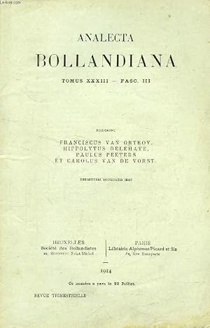 ANALECTA BOLLANDIANA, TOMUS XXXIII, FASC. III (Chérubin Segvic. Chronologie des évêques de Salone...