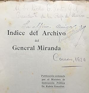 Indice del Archivo del General Miranda