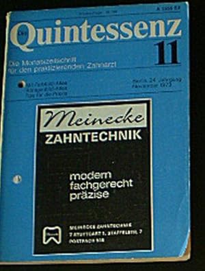 Seller image for Die Quintessenz, Die Monatszeitschrift fr den praktizierenden Zahnarzt, Heft 11 24. Jahrgang for sale by Versandantiquariat Karin Dykes