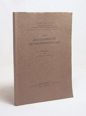 Bild des Verkufers fr Das Landrecht des Sachsenspiegels / [Eike von Repkow]. Hrsg. von Karl August Eckhardt zum Verkauf von Versandantiquariat Buchegger