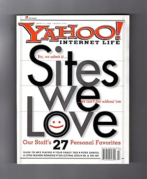 Imagen del vendedor de Yahoo! Internet Life Magazine - March, 2001. Computer History Ephemera. 27 Best Sites, MP3 Guide, Family Trees, Peter Gabriel, Fashion Romance, Tax-Cutting Sites, XFL, Roger Ebert a la venta por Singularity Rare & Fine