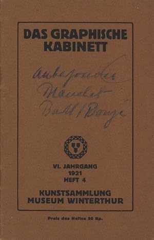 Imagen del vendedor de Kunstsammlung Museum Winterthur. VI. Jahrgang der Mitteilungen aus den Sammlungen des Kunstvereins Winterthur. VI. Jahrgang 1921, Heft 4. a la venta por Stader Kunst-Buch-Kabinett ILAB