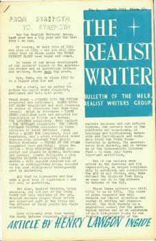Imagen del vendedor de The Realist Writer, No. 5, March 1953. a la venta por Wittenborn Art Books