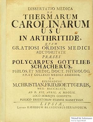 Dissertatio medica de Thermarum Carolinarum usu in arthritide, quam gratiosi ordinis medici aucto...