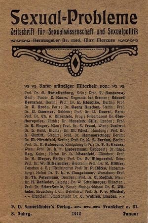 Seller image for Sexual-Probleme. Zeitschrift fr Sexualwissenschaft und Sexualpolitik. 8.Jahrgang; Januar bis Juli 1912. for sale by Rdner Versandantiquariat