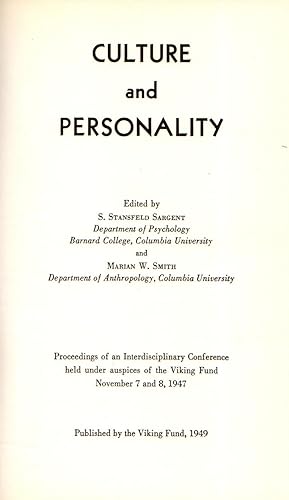 Immagine del venditore per Culture and Personality. Proceedings of an Interdisciplinary Conference held under auspices of the Viking Fund, November 7 and 8, 1947. venduto da Rdner Versandantiquariat