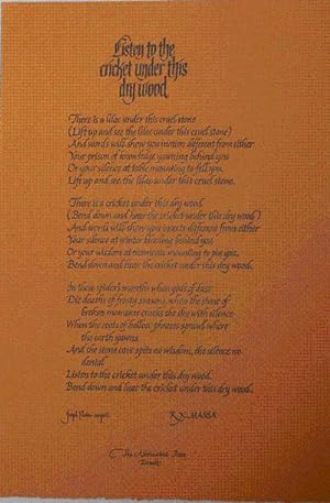 Listen to the Cricket Under This Dry Wood (Broadside Poem)