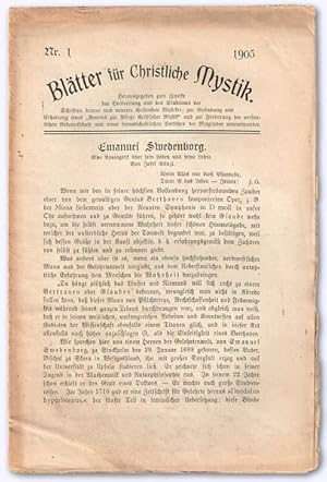 Blätter für christliche Mystik. [2.] Jhg. 1905, Nr. 1 [von 4]. Herausgegeben zum Zwecke der Verbr...