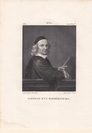 Mathematik. "Portrait d un Mathématicien. Kupferstich um 1810 von Touzé nach Ferdninand Bol (1616...