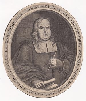 Mathematiker. Brustbild des Johann Christop Wagner (1640 - ?), Nürnberger Kalenderschreiber und U...