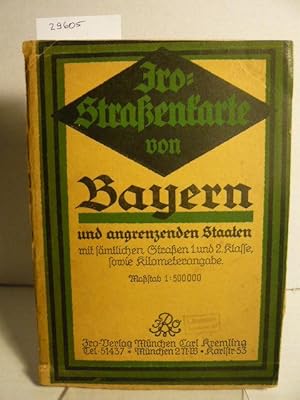 Jro-Straßenkarte von Bayern und angrenzenden Staaten mit sämtlichen Straßen 1. Und 2. Klasse sowi...