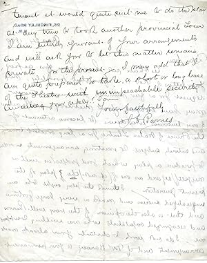 Imagen del vendedor de Autograph Letter Signed ('J. H. Barnes'), to the leaseholder of the Prince of Wales Theatre, concerning his desire to become a tenant. a la venta por Richard M. Ford Ltd