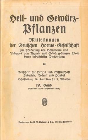 Heil- und Gewürzpflanzen. Mitteilungen d. Deutschen Hortus-Gesellschaft zur Förderung des Sammeln...