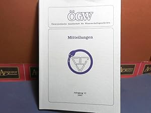 Bild des Verkufers fr Mitteilungen der sterreichischen Gesellschaft fr Wissenschaftsgeschichte, Jg. 15, 1995 zum Verkauf von Antiquariat Deinbacher