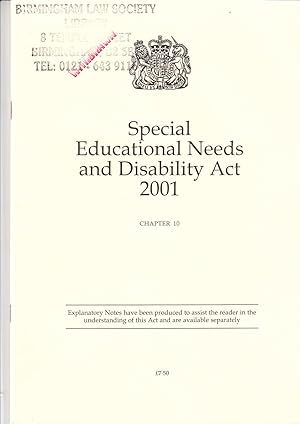 Seller image for Special Educational Needs and Disability Act 2001 (Public General Acts - Elizabeth II) for sale by *bibliosophy*