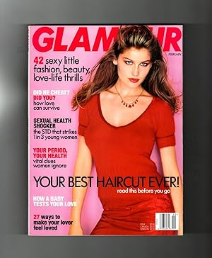 Seller image for Glamour Magazine - February, 1998. Laetitia Casta Cover. Bridget Fonda; 42 Thrills; Did He Cheat ? Did You ?; Sexual Health; Best Haircut Ever; Pink; 6 Sexy Women, 6 Dresses; Gourmet Valentine Cupcake for sale by Singularity Rare & Fine