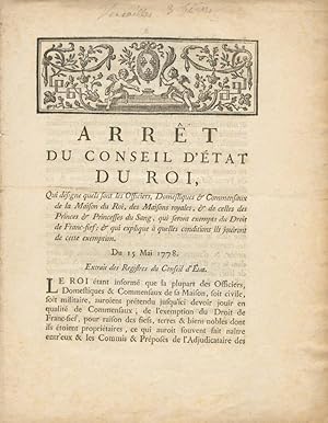 Image du vendeur pour Arrt du Conseil d'tat du roi - du 15 Mai 1778 mis en vente par Lord Durham Rare Books (IOBA)