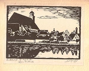 "Dinkelsbühl" Original Holzschnitt, bez. Handdruck und signiert
